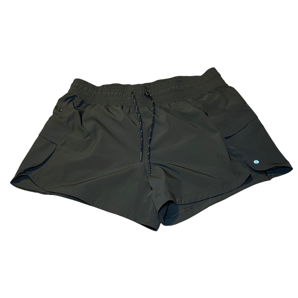 Layer 8 Womens Qwick-Dry Athletic Shorts Green XL Cargo Pockets Running Training